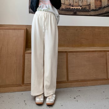 Παντελόνι Γυναικείο Χοντρό Μινιμαλιστικό Στερεό, Casual Δημοφιλές κορδόνι Σχεδίασης Βασικό Θερμικό Κορεάτικο Στιλ ίσιο φθινόπωρο Νέο σπορ
