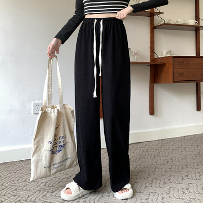 Püksid Naised Paksud Minimalistlikud Tugevad Kõik sobivad vabaaja Populaarne nöör Termiline Korea stiil Sirge Sügis Uus Sportlik