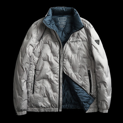 M-4xl Ανδρικό μπουφάν με λευκή πάπια Φθινοπωρινό Χειμερινό Αντρικό Παλτό Σταντ με φερμουάρ Γιακά Ανοιχτό Μονόχρωμο Εξωτερικά Ενδύματα Κορυφαία Ρούχα Hy158