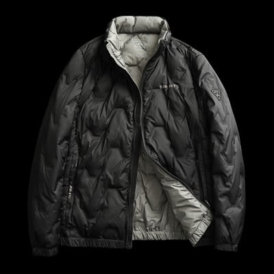 M-4xl Ανδρικό μπουφάν με λευκή πάπια Φθινοπωρινό Χειμερινό Αντρικό Παλτό Σταντ με φερμουάρ Γιακά Ανοιχτό Μονόχρωμο Εξωτερικά Ενδύματα Κορυφαία Ρούχα Hy158