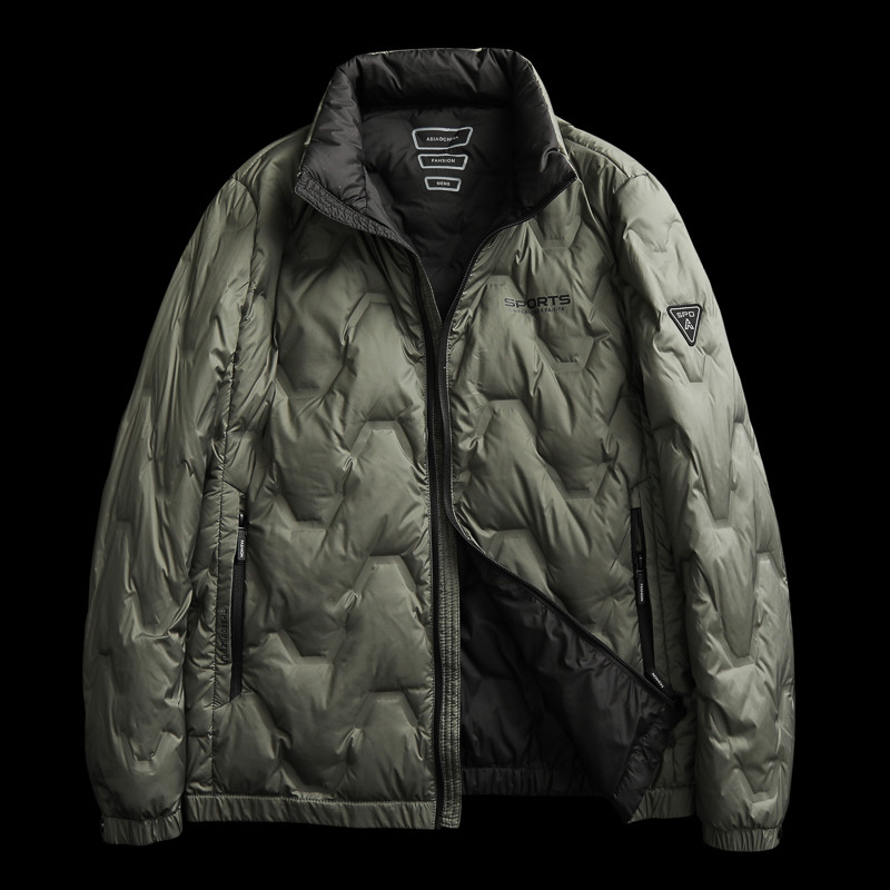 M-4xl Ανδρικό μπουφάν με λευκή πάπια Φθινοπωρινό Χειμερινό Αντρικό Παλτό Σταντ με φερμουάρ Γιακά Ανοιχτό Μονόχρωμο Εξωτερικά Ενδύματα Κορυφαία Ρούχα Hy158