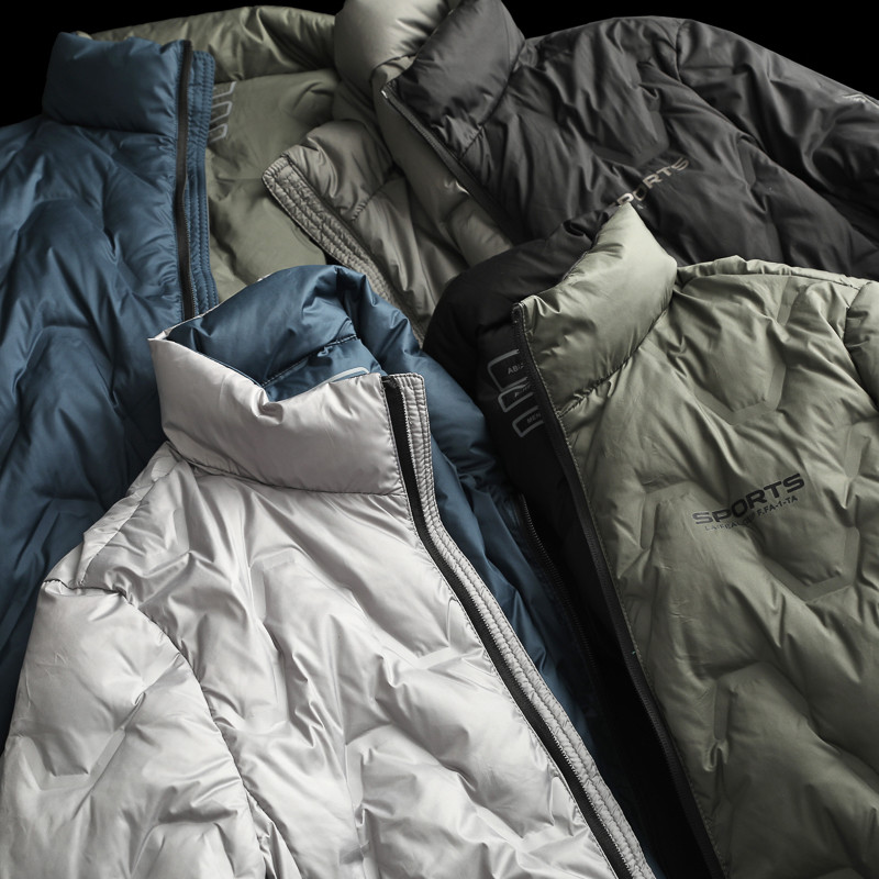 M-4xl Ανδρικό μπουφάν με λευκή πάπια Φθινοπωρινό Χειμερινό Αντρικό Παλτό Σταντ με φερμουάρ Γιακά Ανοιχτό Μονόχρωμο Εξωτερικά Ενδύματα Κορυφαία Ρούχα Hy158