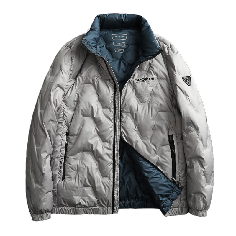 M-4xl Ανδρικό μπουφάν με λευκή πάπια Φθινοπωρινό Χειμερινό Αντρικό Παλτό Σταντ με φερμουάρ Γιακά Ανοιχτό Μονόχρωμο Εξωτερικά Ενδύματα Κορυφαία Ρούχα Hy158