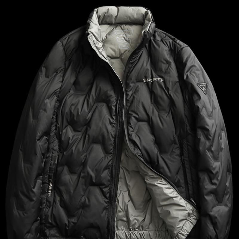 M-4xl Ανδρικό μπουφάν με λευκή πάπια Φθινοπωρινό Χειμερινό Αντρικό Παλτό Σταντ με φερμουάρ Γιακά Ανοιχτό Μονόχρωμο Εξωτερικά Ενδύματα Κορυφαία Ρούχα Hy158