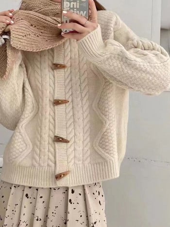 Μόδα μπλουζάκια 2022 Γυναικεία πουλόβερ Cropped Cardigan Φθινοπωρινό Χειμώνα Νέο ρετρό μακρυμάνικο πουλόβερ τζάκετ με κουμπιά με χοντρό πουλόβερ