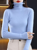 Ženski pleteni pulover s dolčevitom od 100% čiste vune, kvalitetna jesen, zima, ženski pleteni pulover s modnim prugama, tople i udobne majice