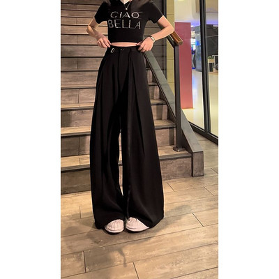 Sirged ülikonnapüksid Naiste kevadsuvi klassikalised laia säärega naiste püksid, plisseeritud kõrge vöökohaga naiste vabaaja püksid Urban Vintage