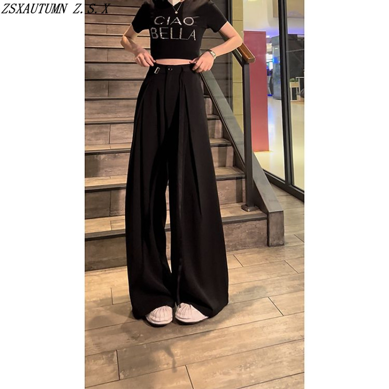 Sirged ülikonnapüksid Naiste kevadsuvi klassikalised laia säärega naiste püksid, plisseeritud kõrge vöökohaga naiste vabaaja püksid Urban Vintage