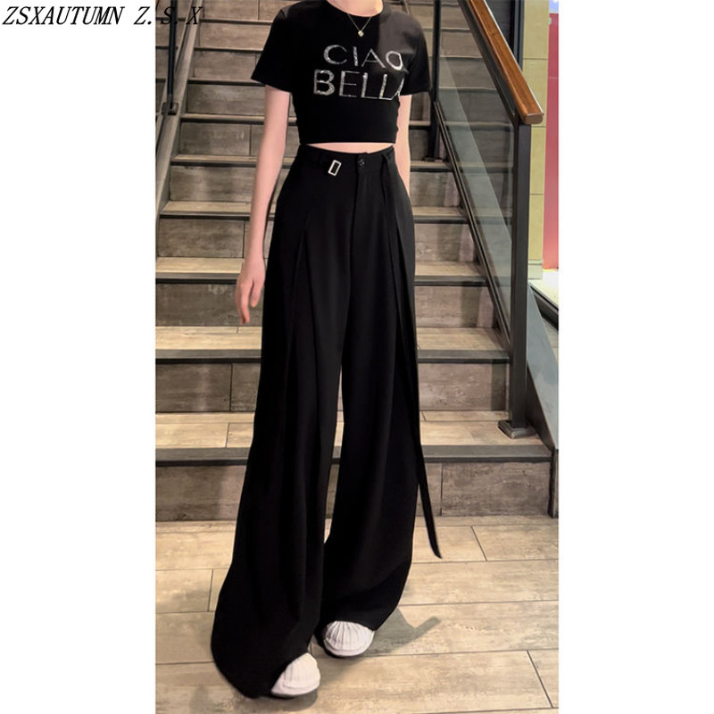 Sirged ülikonnapüksid Naiste kevadsuvi klassikalised laia säärega naiste püksid, plisseeritud kõrge vöökohaga naiste vabaaja püksid Urban Vintage