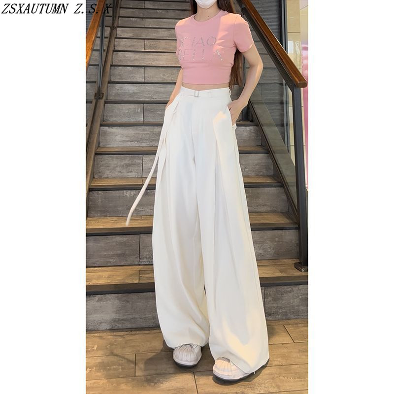 Sirged ülikonnapüksid Naiste kevadsuvi klassikalised laia säärega naiste püksid, plisseeritud kõrge vöökohaga naiste vabaaja püksid Urban Vintage