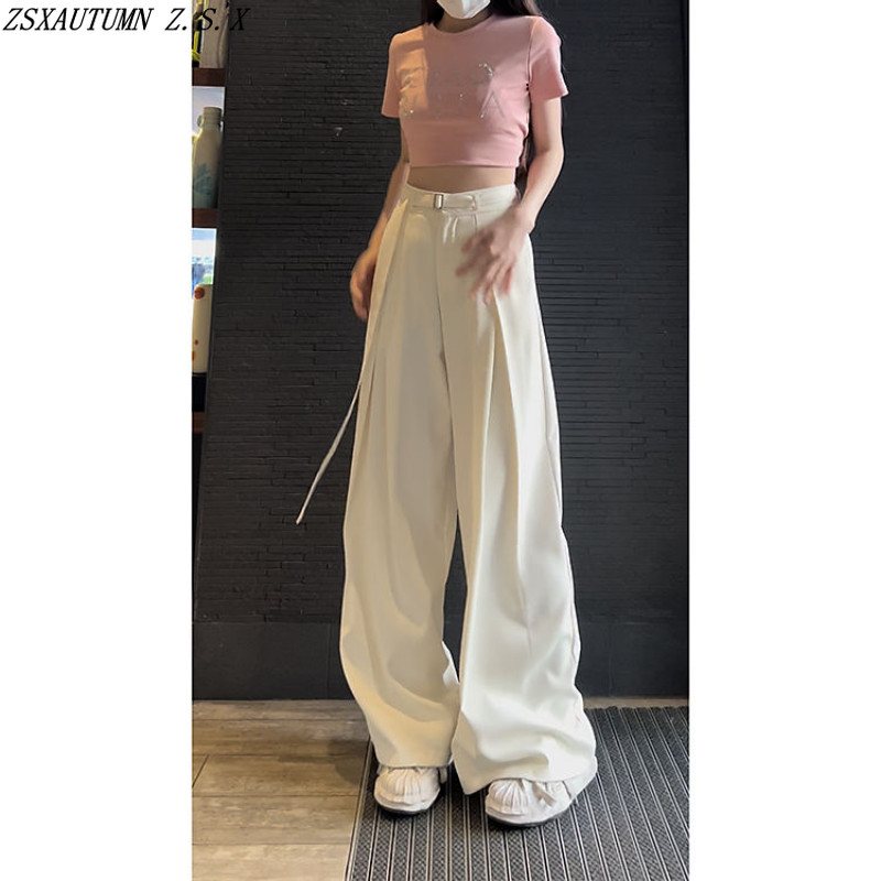 Sirged ülikonnapüksid Naiste kevadsuvi klassikalised laia säärega naiste püksid, plisseeritud kõrge vöökohaga naiste vabaaja püksid Urban Vintage