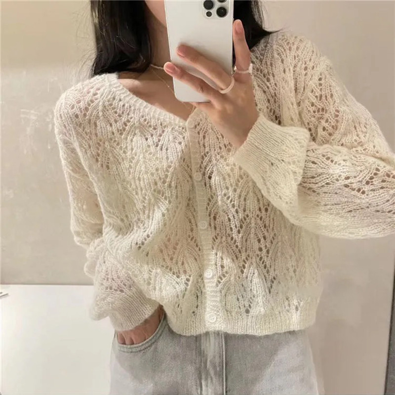 Casual õrn suvine õõnes kevadine kampsun kampsun jakk erekollane kommivärv Täiesti sobiv Basic 2021 uus