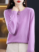 Aliselect Πουλόβερ από 100% καθαρό μαλλί κασμίρ Γυναικείο πουλόβερ με λαιμόκοψη κούφιο πλεκτό μπλουζάκι φθινόπωρο/χειμωνιάτικο γυναικείο μπουφάν