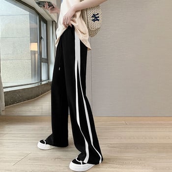 Γυναικείο παντελόνι TFETTERS 2023 Καλοκαίρι μαύρο λευκό παντελόνι συνονθύλευμα Γυναικείο ψηλόμεσο σιφόν ολόσωμο λεπτό παντελόνι καθημερινό Γυναικείο