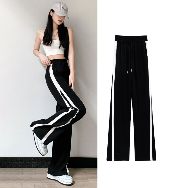 TFETTERS Naiste püksid 2023 suvised mustad valged lapipüksid naiste kõrge vöökohaga šifoonist täispikk õhukesed vabaaja püksid naistele