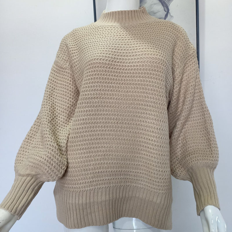 Pulover de iarnă vintage pentru femei cu gât simulat Pulover tricotat, în formă solidă, pentru femei, Harajuku, retro, multicolore, mărime mare 3XL