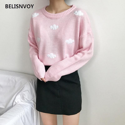 Πλεκτό πουλόβερ γιαπωνέζικο φθινοπωρινό χειμερινό πλεκτό πουλόβερ Γυναικείο πουλόβερ Cloud πλεκτό πουλόβερ Χαριτωμένο Kawaii κομψό πανωφόρι για κορίτσια Mori