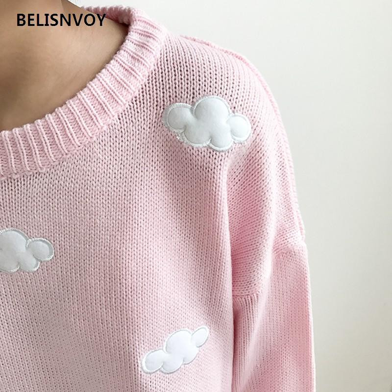 Πλεκτό πουλόβερ γιαπωνέζικο φθινοπωρινό χειμερινό πλεκτό πουλόβερ Γυναικείο πουλόβερ Cloud πλεκτό πουλόβερ Χαριτωμένο Kawaii κομψό πανωφόρι για κορίτσια Mori