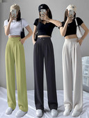 Καλοκαιρινό καθημερινό παντελόνι ψηλόμεσο φαρδύ φαρδύ πόδι Y2k για Κορεάτικη μόδα Γυναικεία Λευκά Κοστούμια Παντελόνια Γυναικεία Μακρύ Παντελόνι