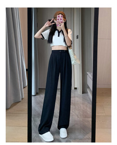 Καλοκαιρινό καθημερινό παντελόνι ψηλόμεσο φαρδύ φαρδύ πόδι Y2k για Κορεάτικη μόδα Γυναικεία Λευκά Κοστούμια Παντελόνια Γυναικεία Μακρύ Παντελόνι