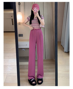 Καλοκαιρινό καθημερινό παντελόνι ψηλόμεσο φαρδύ φαρδύ πόδι Y2k για Κορεάτικη μόδα Γυναικεία Λευκά Κοστούμια Παντελόνια Γυναικεία Μακρύ Παντελόνι