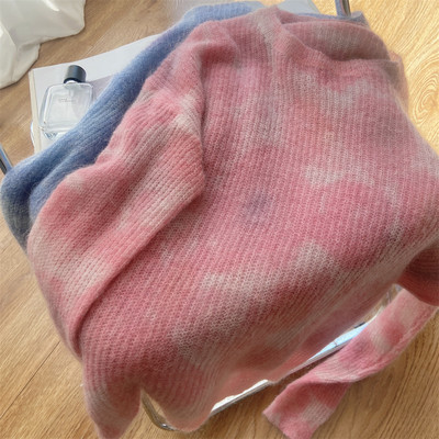 Sarebon γραβάτα Mohair πουλόβερ για γυναίκες, πλεκτό μπλουζάκι μεγάλου μεγέθους, Fried Street, High-end Sense of Couples Loose Loose μακρυμάνικο, Άνοιξη