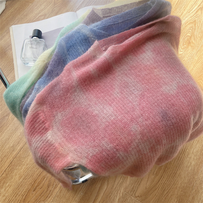 Sarebon γραβάτα Mohair πουλόβερ για γυναίκες, πλεκτό μπλουζάκι μεγάλου μεγέθους, Fried Street, High-end Sense of Couples Loose Loose μακρυμάνικο, Άνοιξη