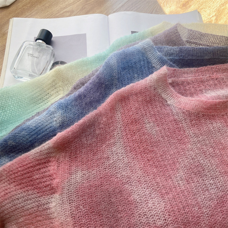 Sarebon γραβάτα Mohair πουλόβερ για γυναίκες, πλεκτό μπλουζάκι μεγάλου μεγέθους, Fried Street, High-end Sense of Couples Loose Loose μακρυμάνικο, Άνοιξη