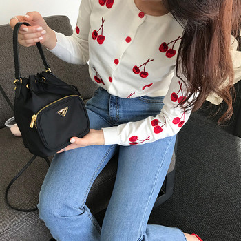 Корейски моден плетен пуловер Жилетка Feminino Sweet Cherry Embroidery Cardigans Топове Късо яке Casaco Feminino с дълъг ръкав