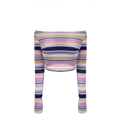 ADAgirl μακρυμάνικο ριγέ πουλόβερ με άλτες ώμου για γυναίκες 2023 Kawaii πουλόβερ Y2k Κορεατικού στυλ Sweet Girls Κορυφαία μόδα