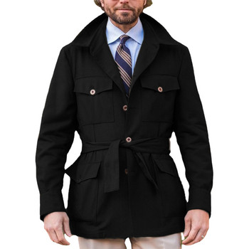 Ανδρικά Casual Outdoor Pockets Safari Jacket Vintage Hunting Windbreaker Slim Coat Outwear Αντιανεμικό αναπνέον μπουφάν για άνδρες