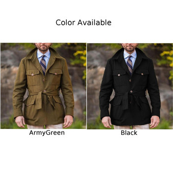 Ανδρικά Casual Outdoor Pockets Safari Jacket Vintage Hunting Windbreaker Slim Coat Outwear Αντιανεμικό αναπνέον μπουφάν για άνδρες
