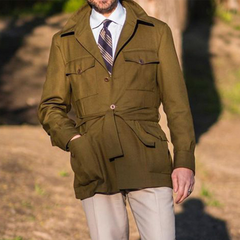 Meeste vabaaja välistaskud Safari jope Vintage jahindus Tuulejope õhuke mantel Välisrõivad Tuulekindel hingav jope meestele