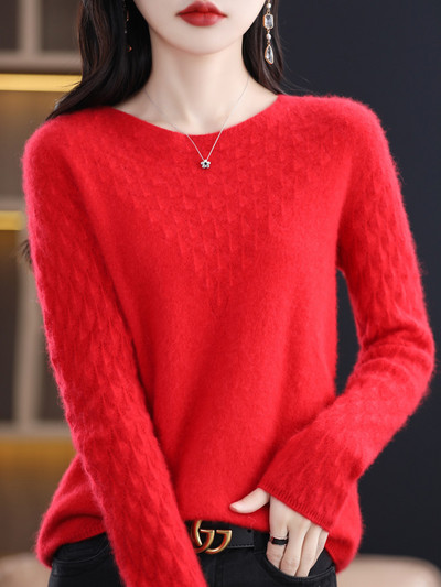 2023. aasta mood, kašmiir, naiste pullover, 100% meriinovillane sviiter, O-kaelusega pikkade varrukatega kampsunid, kevadtalvised džemprid, kudumid