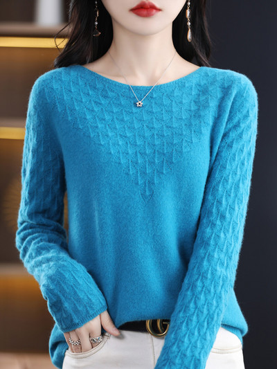 2023. aasta mood, kašmiir, naiste pullover, 100% meriinovillane sviiter, O-kaelusega pikkade varrukatega kampsunid, kevadtalvised džemprid, kudumid