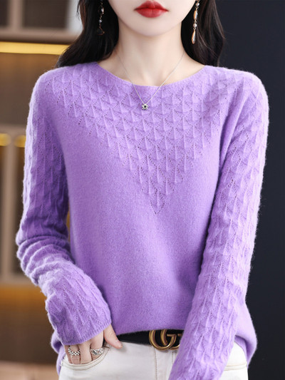 2023. aasta mood, kašmiir, naiste pullover, 100% meriinovillane sviiter, O-kaelusega pikkade varrukatega kampsunid, kevadtalvised džemprid, kudumid