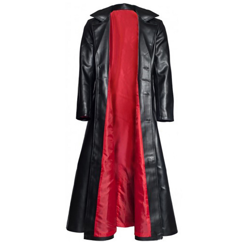 Meeste kunstnahast Trench Vintage pikkade varrukatega sügisene tuulejope Slim Fit pikk nahktagi Meeste jakk Välismantel