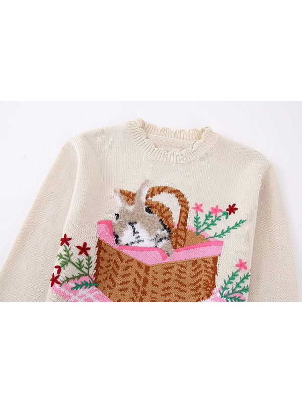 TELLHONEY Γυναικεία Μόδα Ζακάρ Ζακάρ Πλεκτό Πουλόβερ Γυναικείο Χοντρό Χειμώνα Ζεστά Μακρυμάνικα Φαρδιά Μπλουζάκια Πουλόβερ