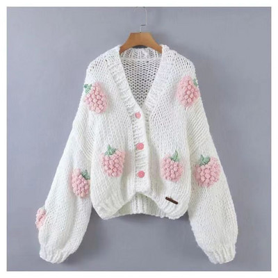 Χειμερινό πουλόβερ Harajuku Strawberry Loose Ζακέτα Πουλόβερ Φθινοπωρινής Μόδας Μακρυμάνικα Κορεάτικα μπλουζάκια Κομψό γυναικείο Preppy Style παλτό Y2k