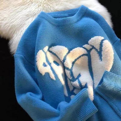 Πλεκτό πουλόβερ Ροζ κινουμένων σχεδίων Ζακάρ πουλόβερ Ανδρικά και γυναικεία Νέος ελεύθερος χρόνος για εξωτερικούς χώρους αναψυχής Lazy στυλ Ζευγάρι πουλόβερ πουλόβερ Top