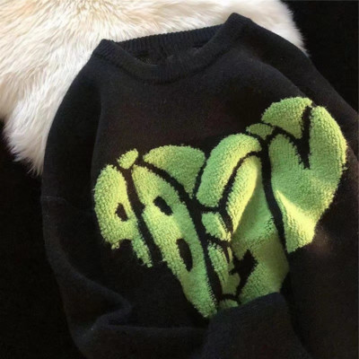 Πλεκτό πουλόβερ Ροζ κινουμένων σχεδίων Ζακάρ πουλόβερ Ανδρικά και γυναικεία Νέος ελεύθερος χρόνος για εξωτερικούς χώρους αναψυχής Lazy στυλ Ζευγάρι πουλόβερ πουλόβερ Top