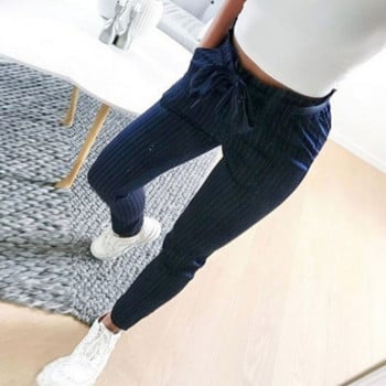 Καλοκαιρινό bandage παντελόνι ψηλόμεσο παντελόνι χαρέμι για γυναικείες παπιγιόν Ελαστική μέση ριγέ Κομψό, καθημερινό παντελόνι Harajuku 2021