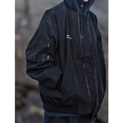 Nobodyknows Jaapani Retro kaelusega jakk Lihtne õue, soliidne vabaaja lahtine unisex jakk Funktsionaalne taskuga sõjaväemantlid