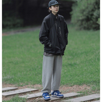 Nobodyknows Jaapani Retro kaelusega jakk Lihtne õue, soliidne vabaaja lahtine unisex jakk Funktsionaalne taskuga sõjaväemantlid