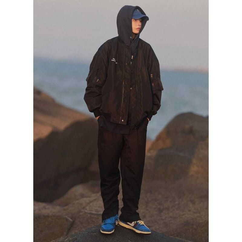 Nobodyknows Jaapani Retro kaelusega jakk Lihtne õue, soliidne vabaaja lahtine unisex jakk Funktsionaalne taskuga sõjaväemantlid