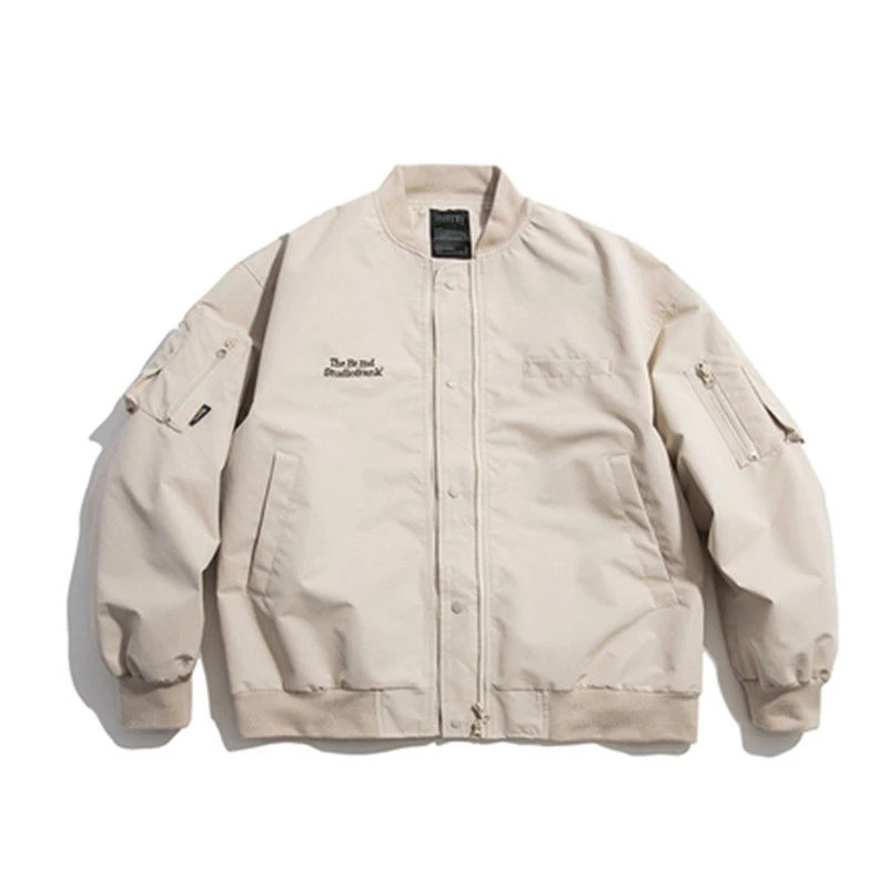 Nobodyknows Jaapani Retro kaelusega jakk Lihtne õue, soliidne vabaaja lahtine unisex jakk Funktsionaalne taskuga sõjaväemantlid