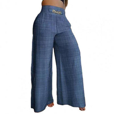 Naiste püksid kõrge vöökohaga lai jalg Täispikkuses sarvpüksid lahtised püksid, elastne vöökoht naiste laienevad püksid naiste riided