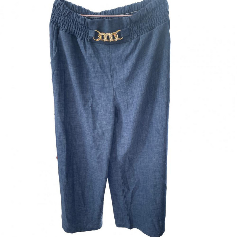 Naiste püksid kõrge vöökohaga lai jalg Täispikkuses sarvpüksid lahtised püksid, elastne vöökoht naiste laienevad püksid naiste riided