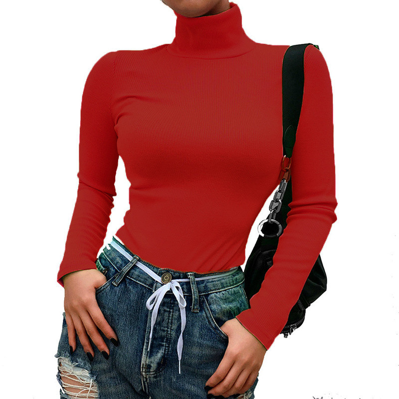 Lime Neon Green Pleteni puloveri Košulje Ženske džemperi s dugim rukavima s dolčevitima Ženski klub Proljetni Seksi elastični džemperi