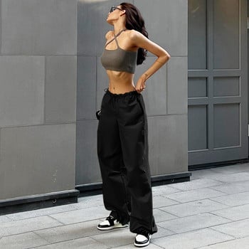Γυναικεία Hip Hop Cargo Παντελόνια Φαρδιά Παντελόνια Αλεξίπτωτου Κορδόνι Πόδι Bloomers Κορίτσια Σέξι Streetwear